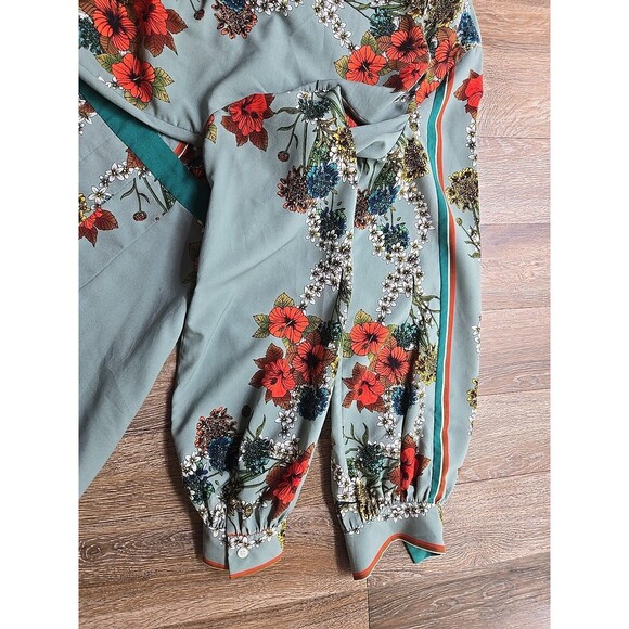 Sandro Paris Women's Maxi Dress Womens 38 US 6 Medium Green Floral - Picture 7 of 13